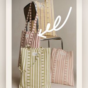 Sezane Striped Tote Bag In Burgundy